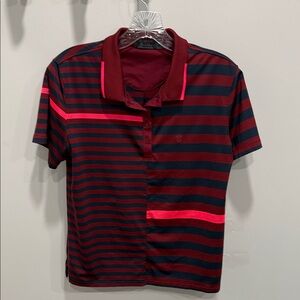 G/FORE Women's Striped Polo - Red and Black